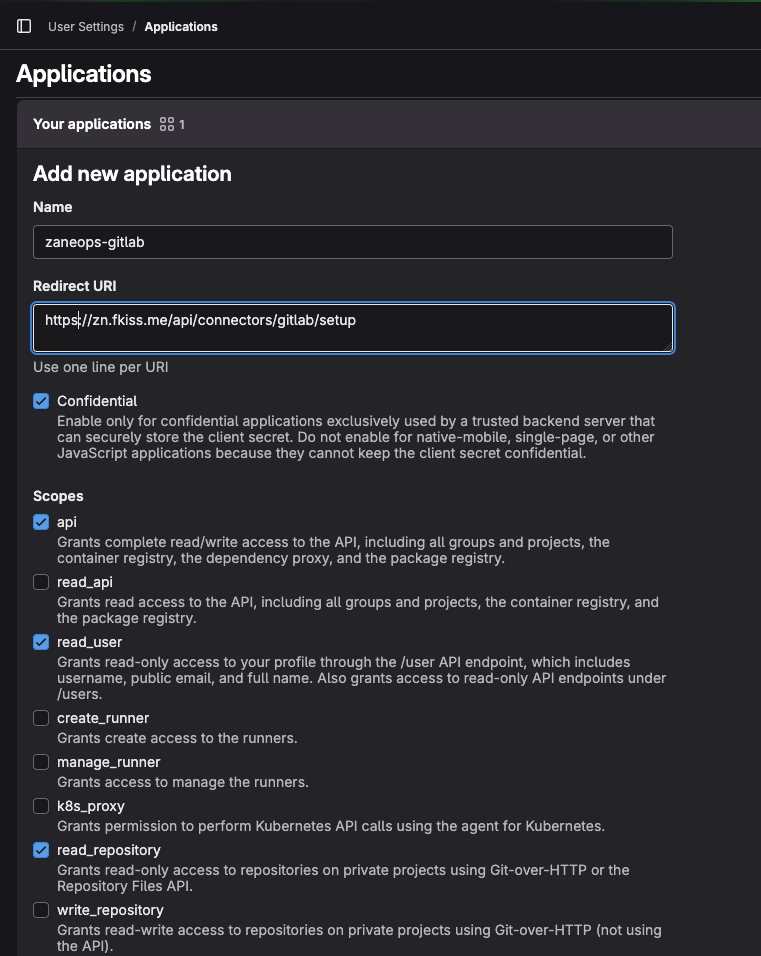 Add new gitlab app on gitlab.com