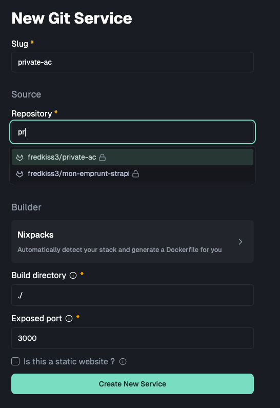 Create new Gitlab service