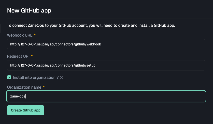 Create GitHub app with Org