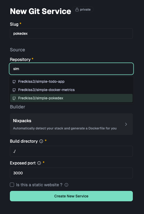 Create new github service
