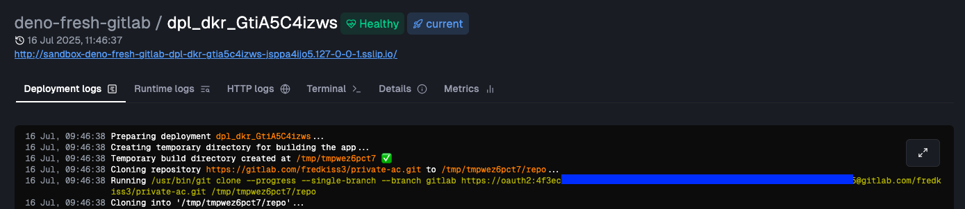 Git clone with access token