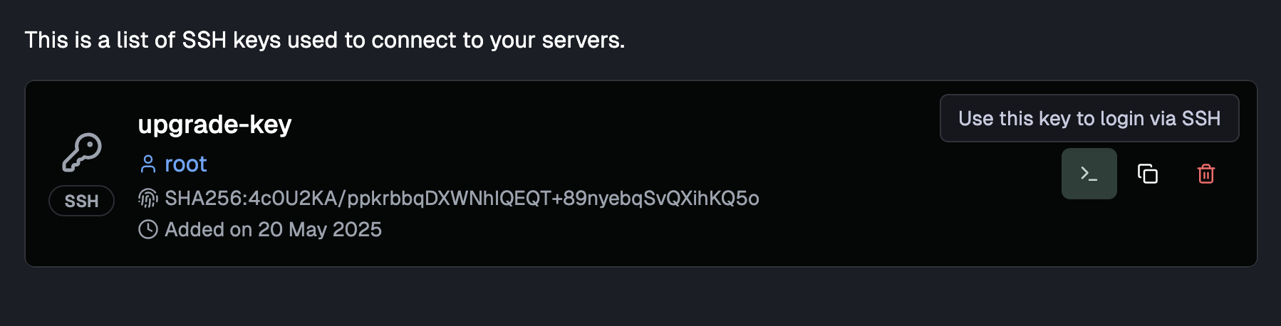 Login using SSH key