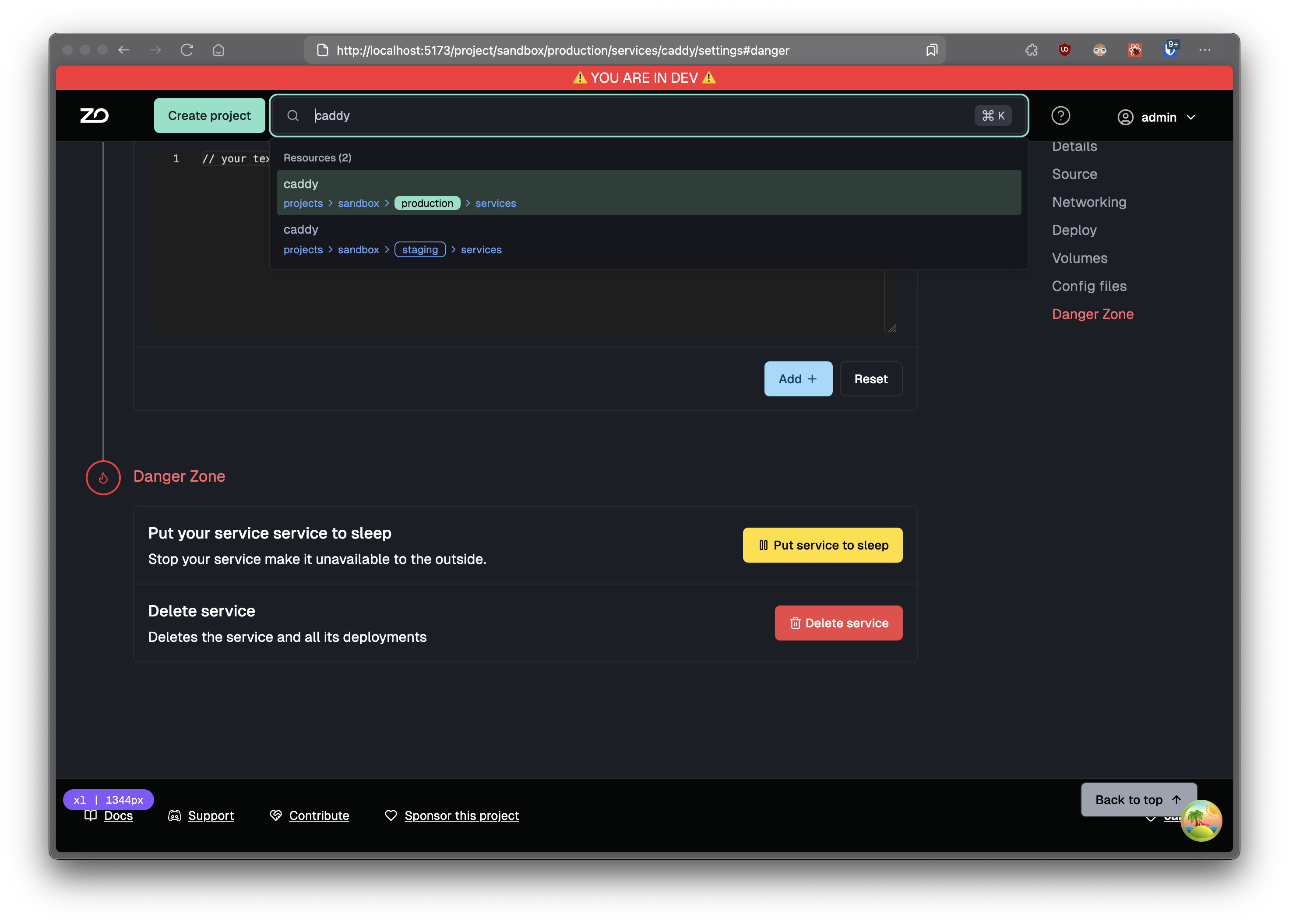 searching a service accross multiple environments