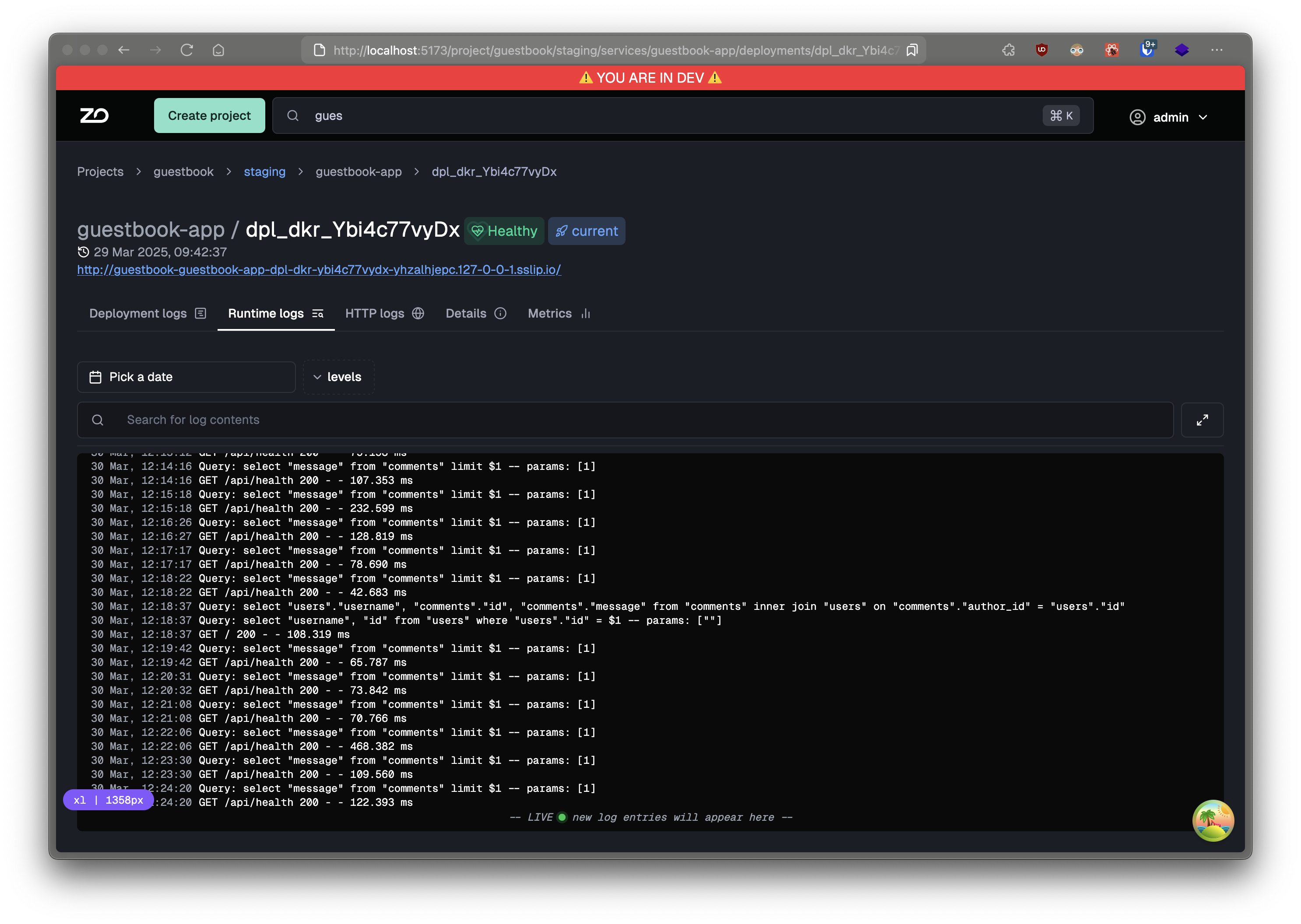 runtime logs