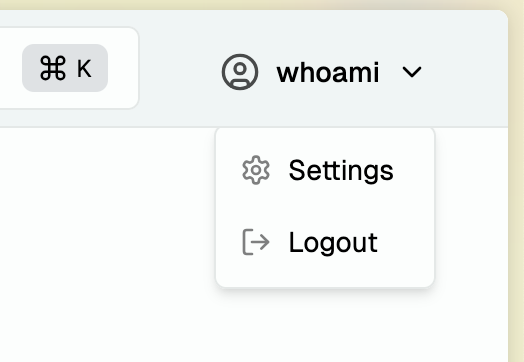 settings dropdown