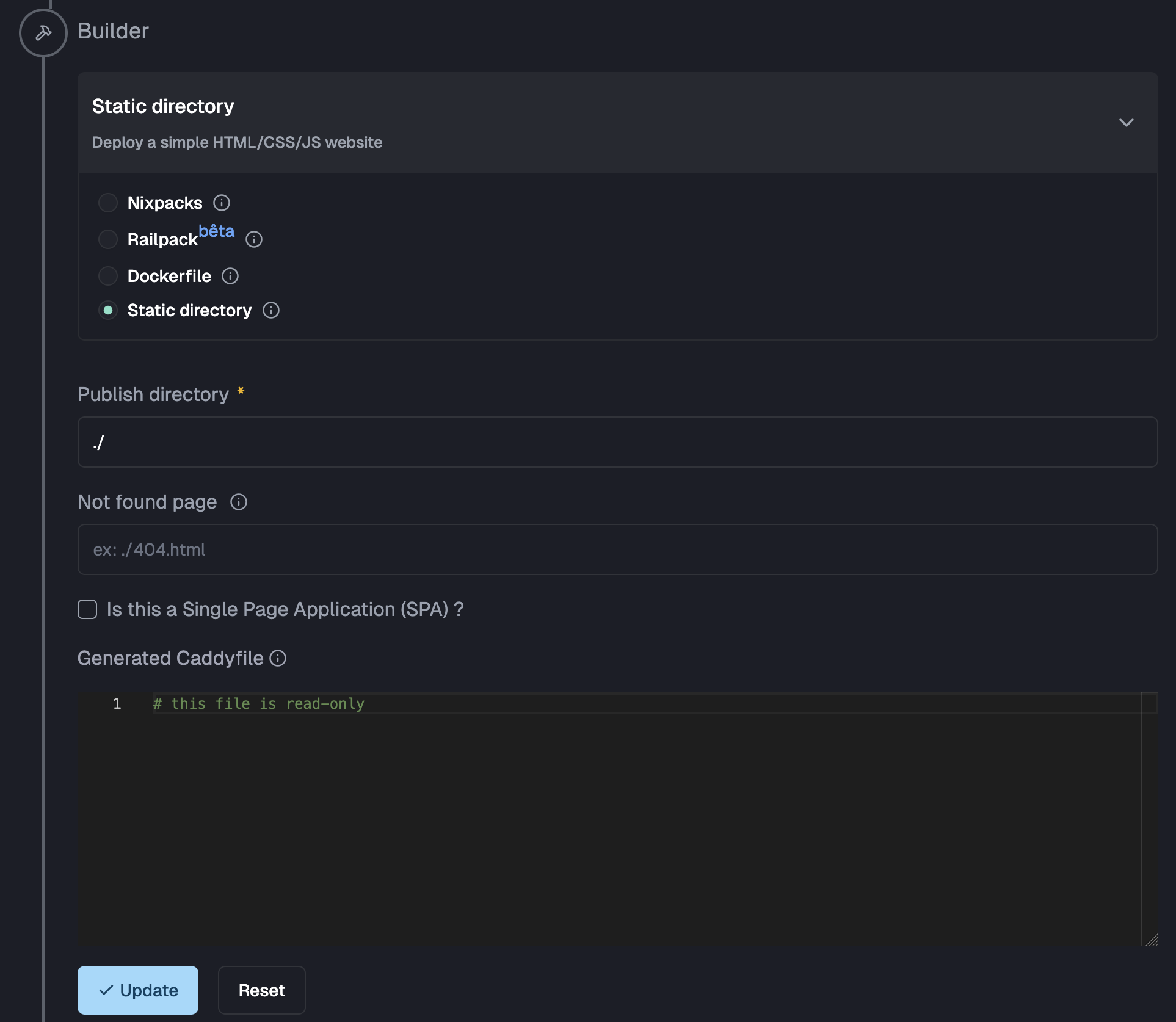 Static directory service settings