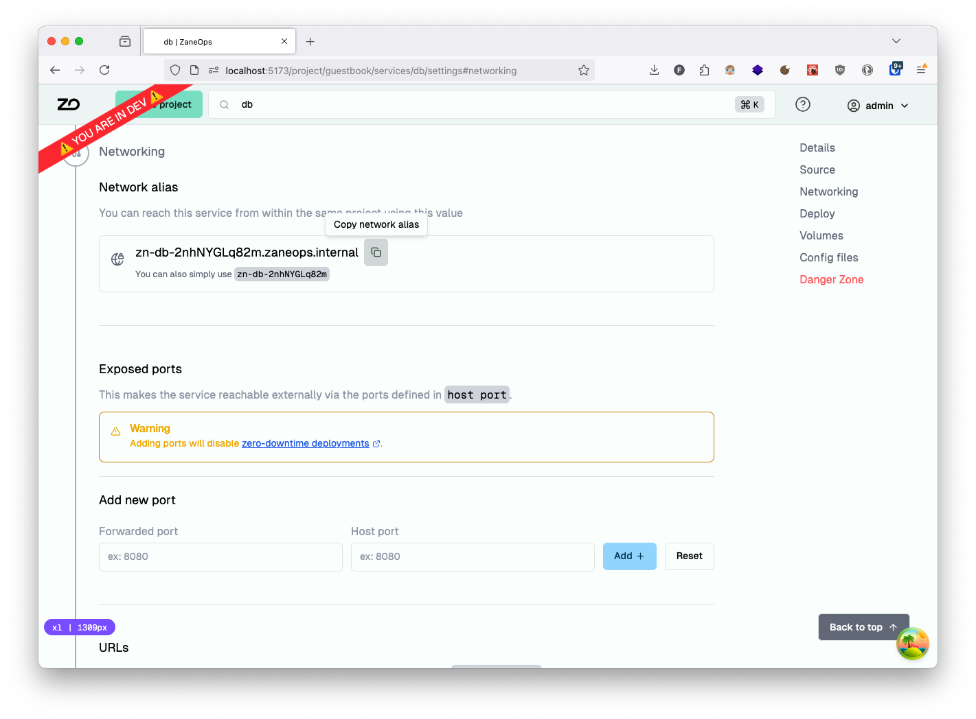 Finding the PostgreSQL network alias