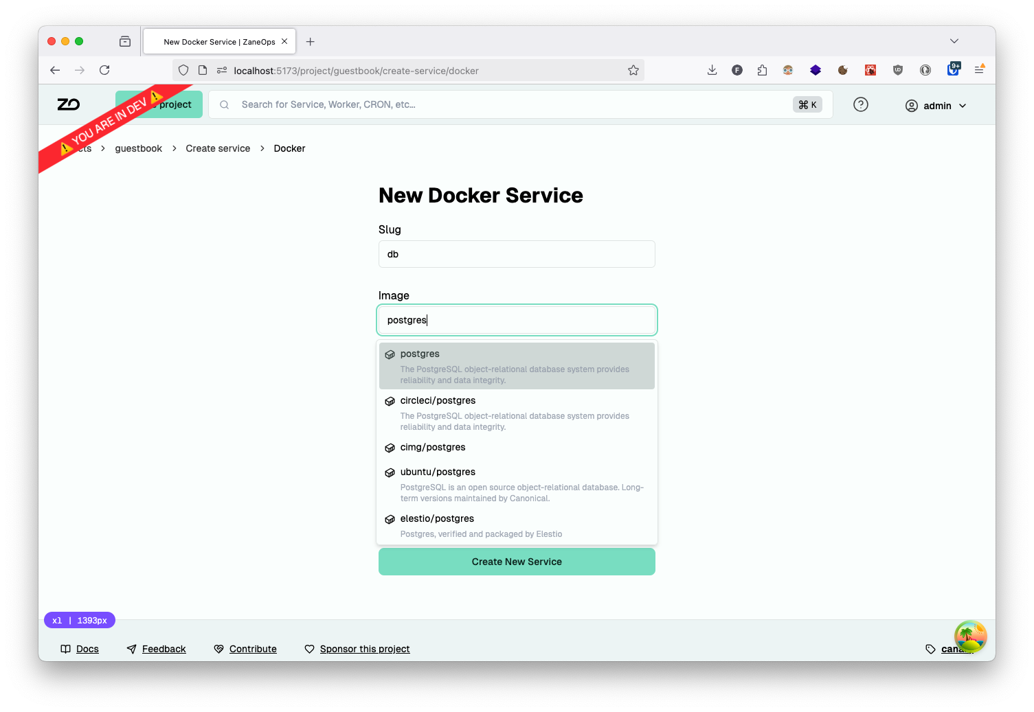Creating a PostgreSQL service