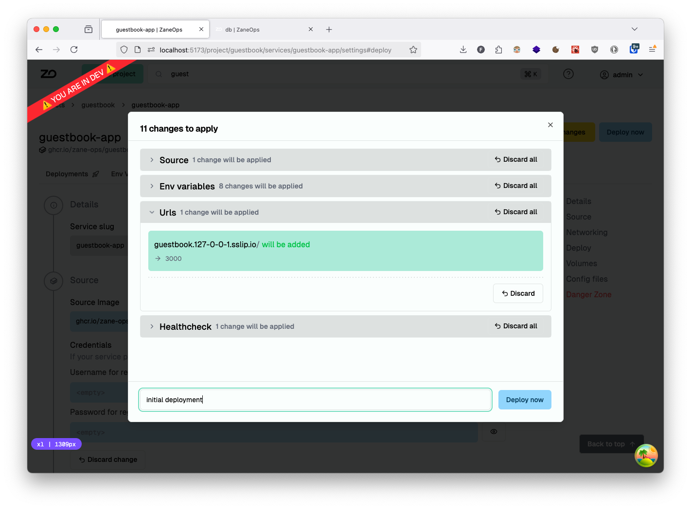 Reviewing the application configuration
