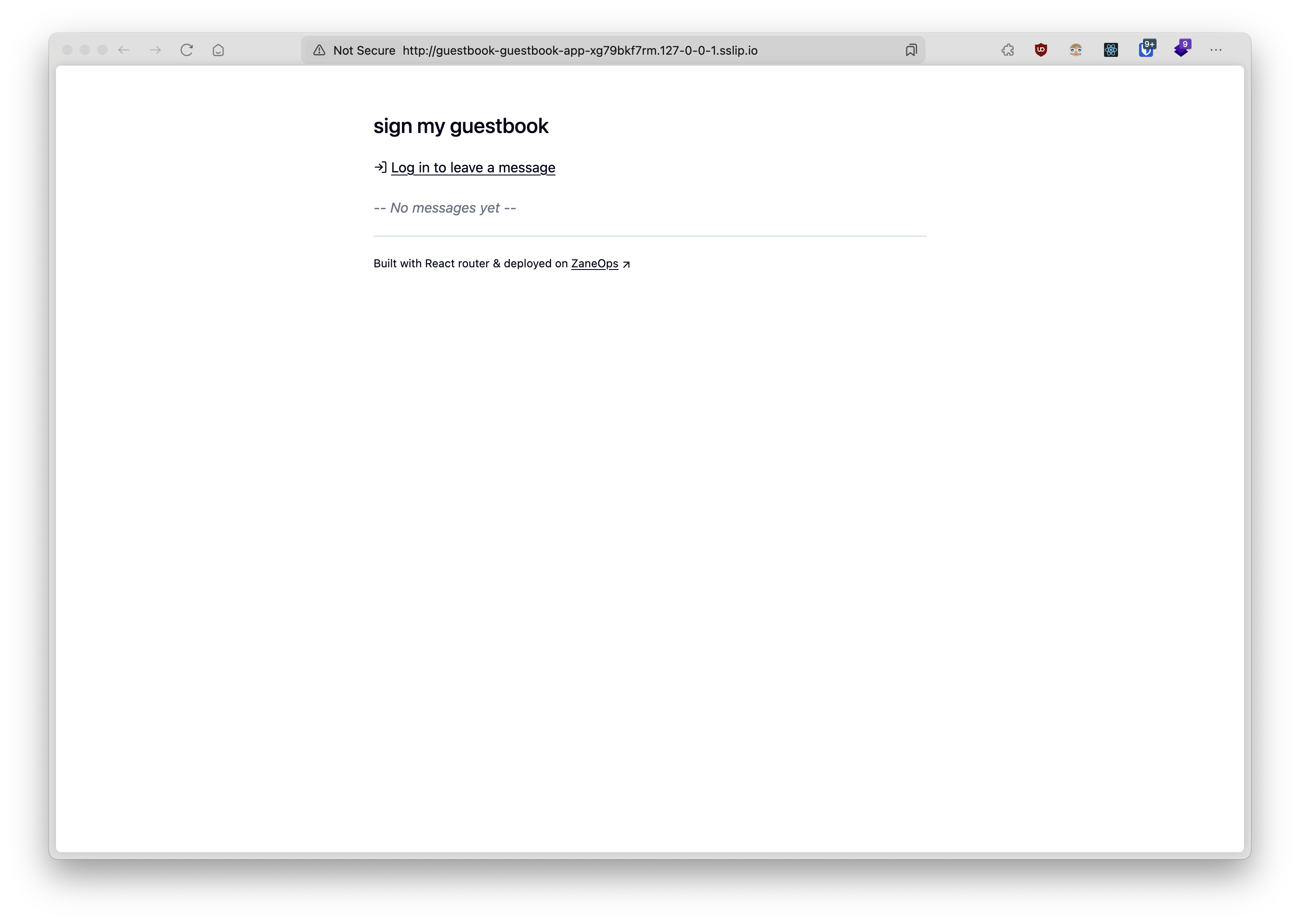 Guestbook application running