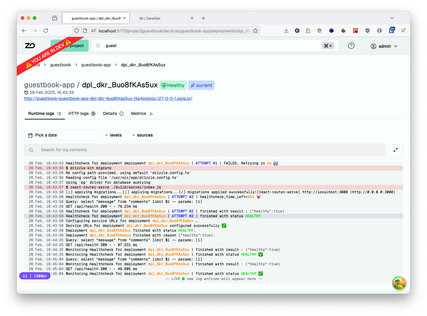Checking deployment logs