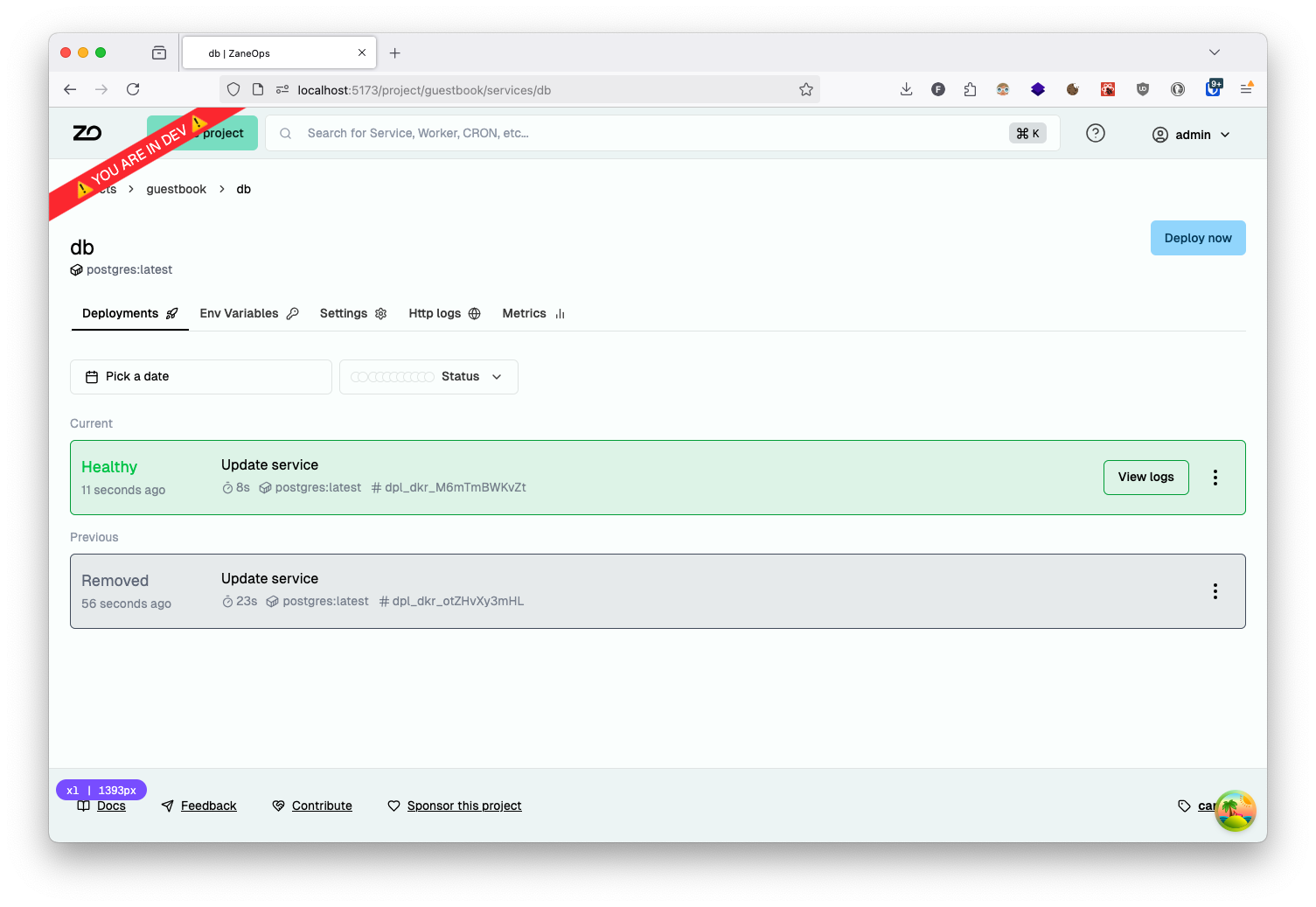 PostgreSQL service successfully deployed