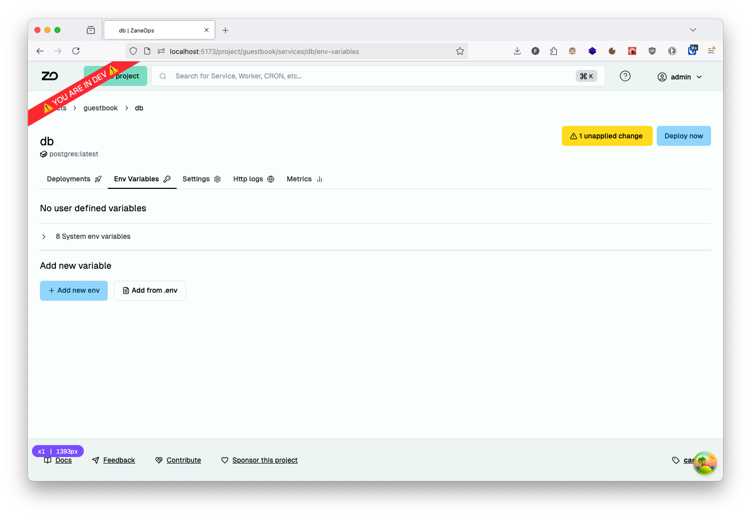 PostgreSQL environment configuration