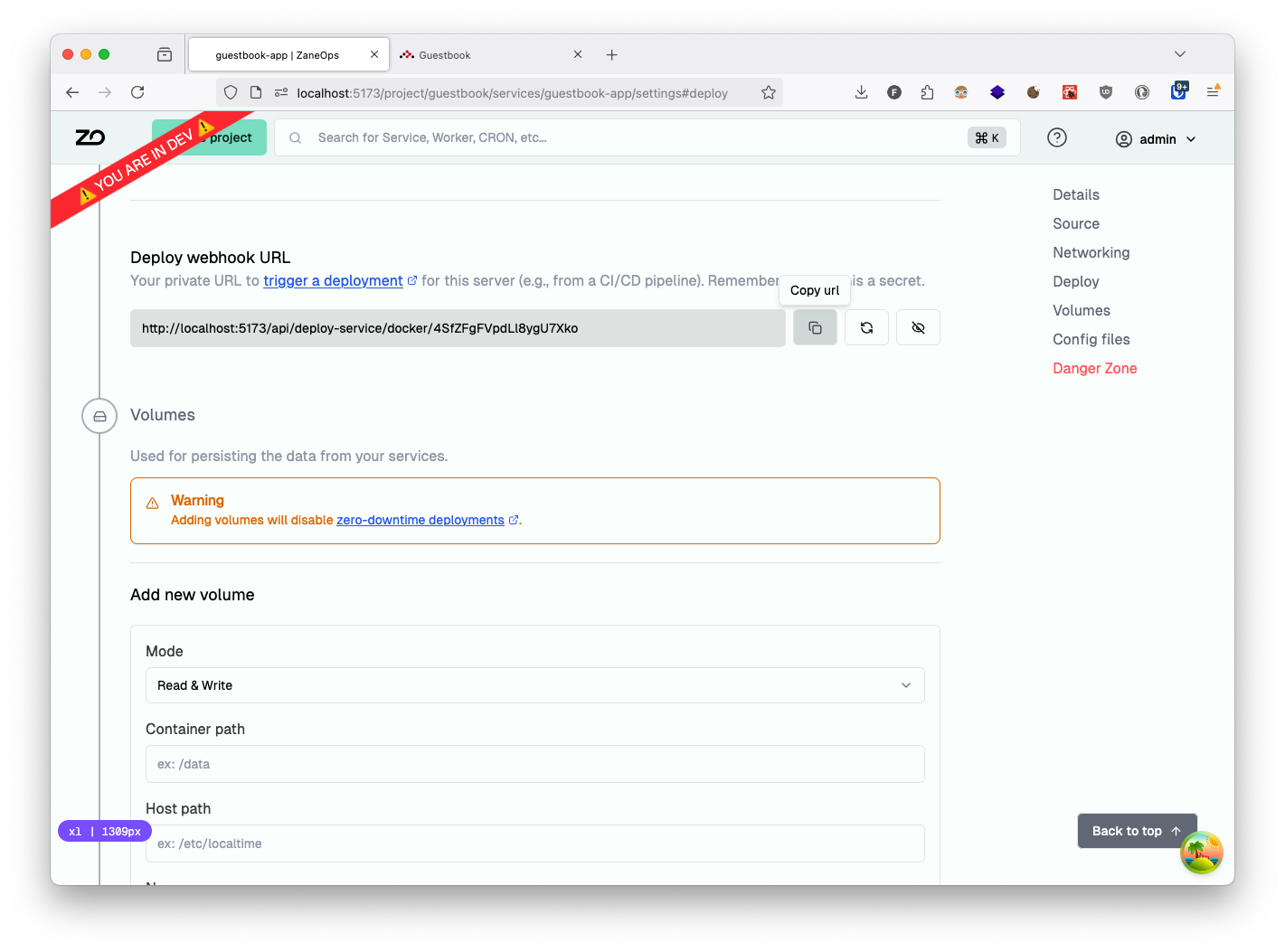 Locating the deployment webhook URL
