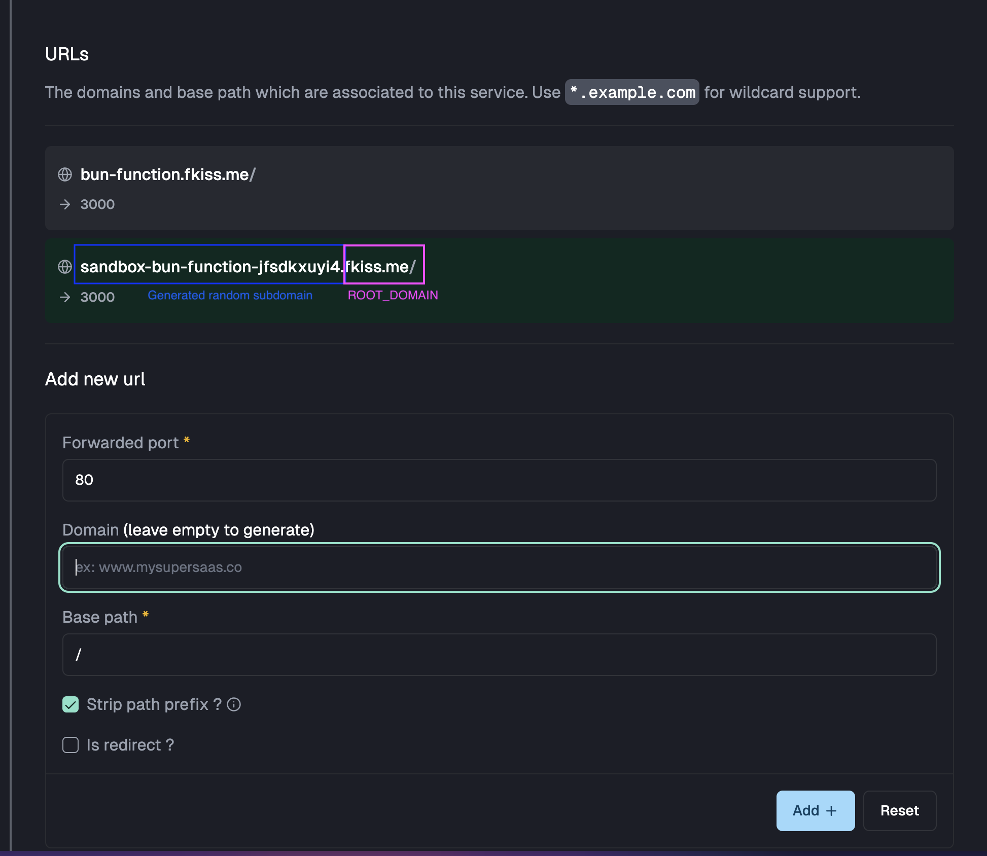 Screenshot showing the usage of ROOT_DOMAIN